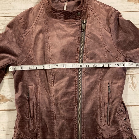 Free People Purple Crushed Velvet Moto Jacket Size Small - Picture 5 of 16